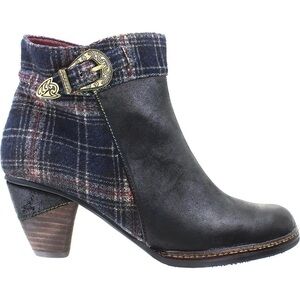 L’Artiste Scottala Boots Bordeaux Multi Blue Size 37/6.5-7 NWOB